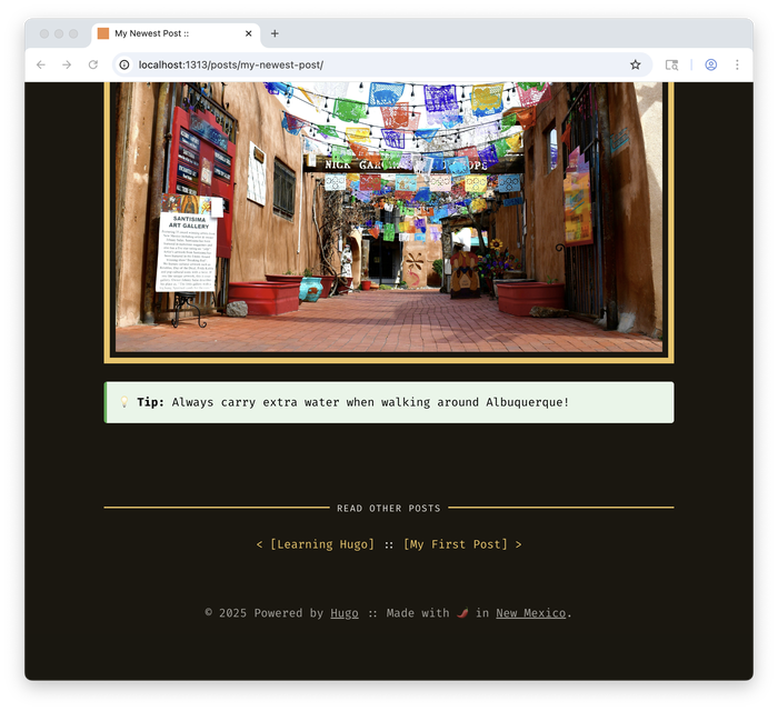 Hugo shortcodes on the Heroic Tiramisu Hugo website 
