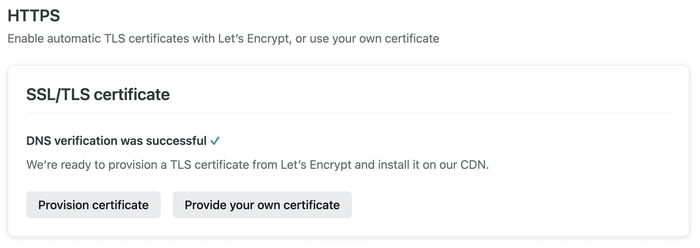 Creating the TLS certificate in Netlify