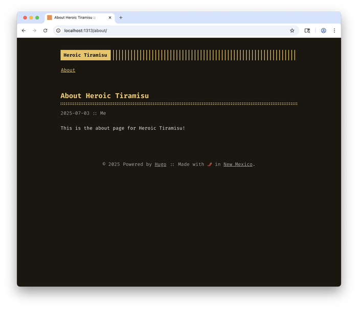 The updated footer text on our website
