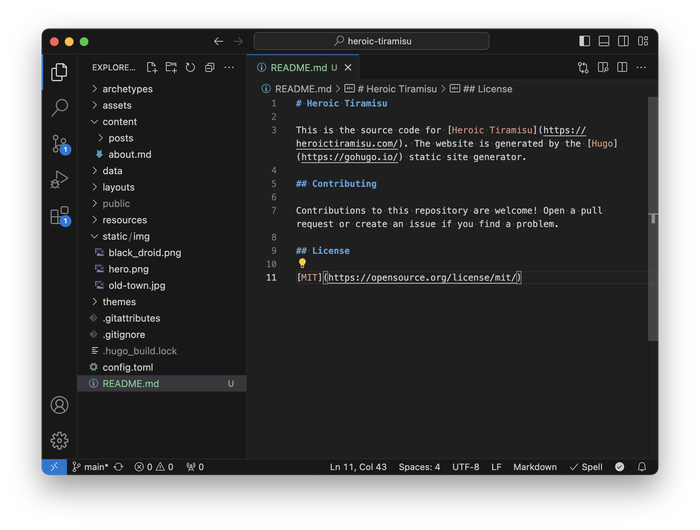 The new file is highlighted green in VS Code