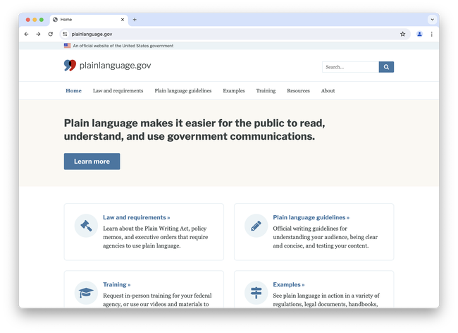 The plainlanguage.gov website