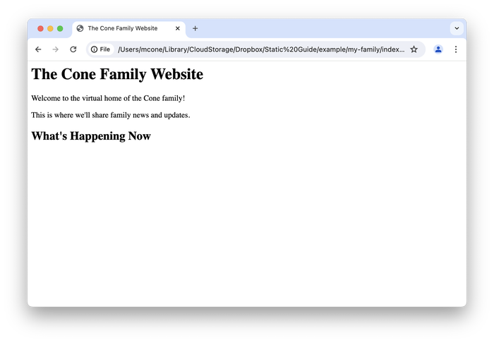 The web page with an h2