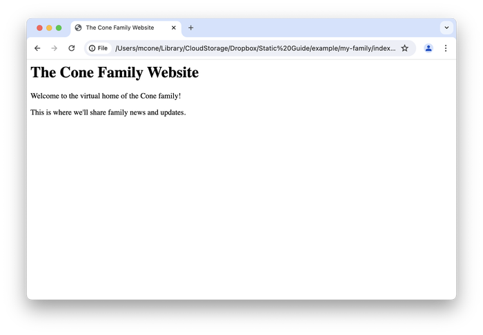 The first version of the family website