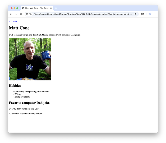 The link to the homepage